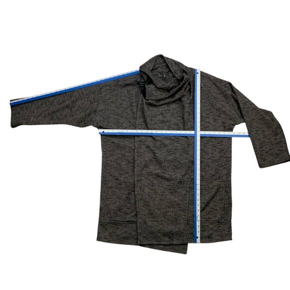 Eileen Fisher High Collar K/L Coat M/L Black Tweed Wool Blend Oversize Lagenlook - Picture 7 of 14